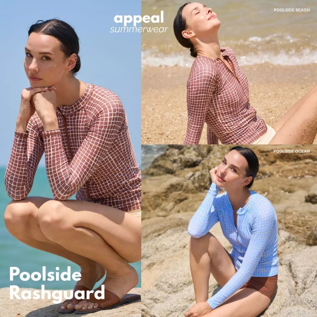 ☀️APPEAL🌊 Poolside Voyager เสื้อว่ายน้ำผู้หญิงมีซิป Rashguard แขนยาว กันUV มีซิป มีซับใน ฟองน้ำ P080