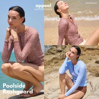 ☀️APPEAL🌊 Poolside Voyager เสื้อว่ายน้ำผู้หญิงมีซิป Rashguard แขนยาว กันUV มีซิป มีซับใน ฟองน้ำ P080