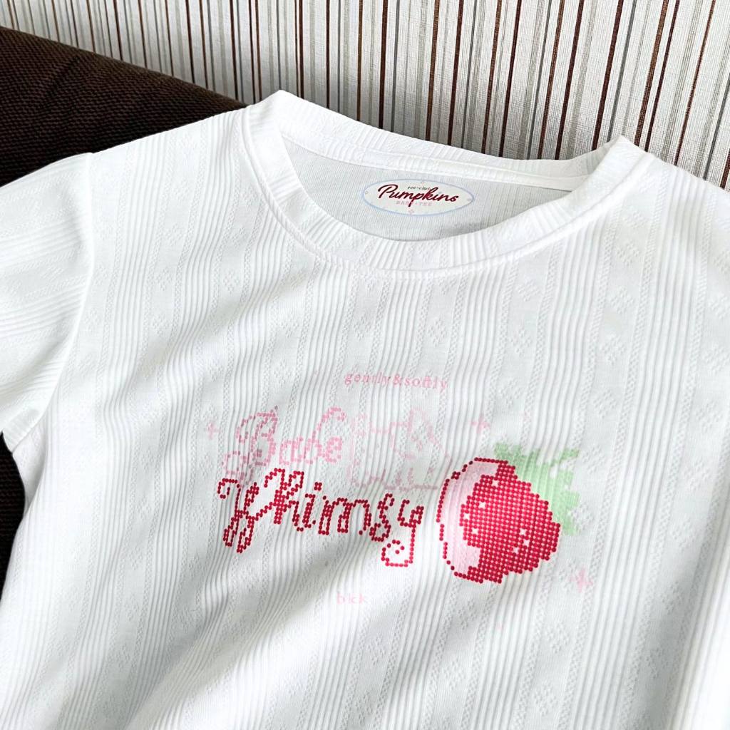 Baby Knit Top เบบี้ทีลูกไม้นุ่ม อก34  ลายน่ารก Whims Soft Girl พร้อมส่ง