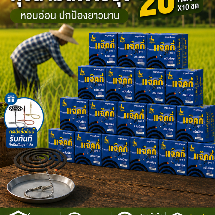 JACKKY ยาแก้ยุง 20 กล่อง แถมที่หนีบกันยุงฟรี กันยุงได้ทุกที่ ทำงานไม่ต้องกลัวยุง คุ้มสุดๆ