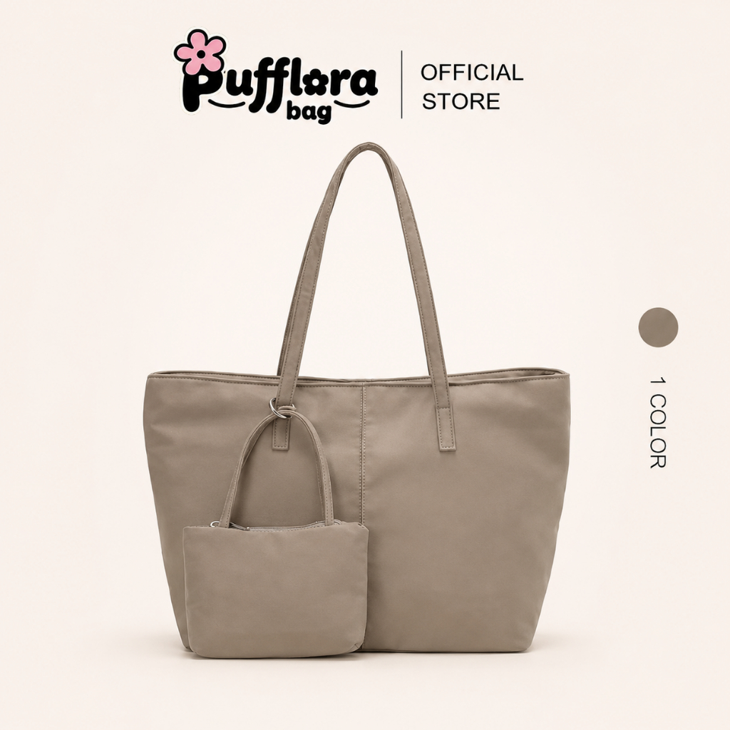 Pufflora กระเป๋าสะพาย กระเป๋าโท้ท กระเป๋าถือ รุ่น Carry-All Tote ใบใหญ่ ความจุเยะ วัสดุกันน้ำ กระเป๋า2in1 พกพาสะดวก