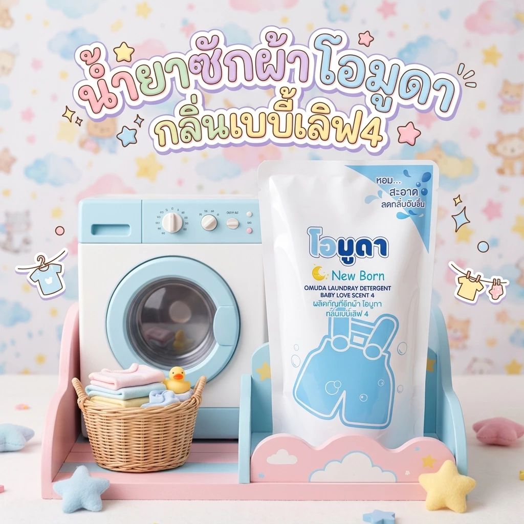 น้ำยาซักผ้า Newborn หอมสะอาดลดกลิ่นอับชื้น ขนาด550ML.ต่อถุง