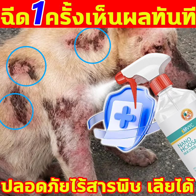 Fast Shipping สเปรย์ฆ่าเชื้อราสุนัขแมว สูตรไร้แอลกอฮอล์ รักษาผิวหนังคันติดเชื้อรา กำจัดเห็บหมัดแบคทีเรีย อ่อนโยนต่อลูกสั