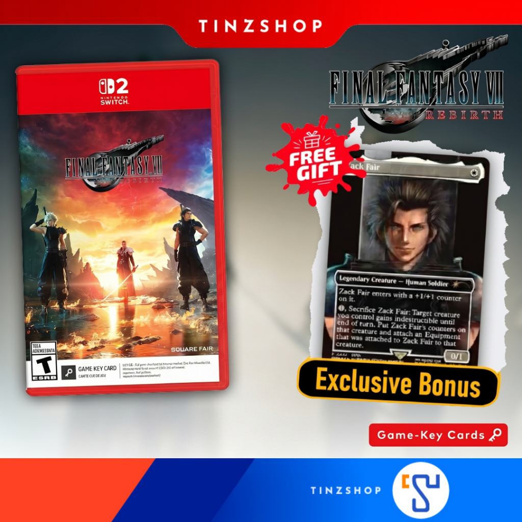 [เกมใหม่ พร้อมส่ง] [Switch2] Nintendo Switch 2 Game : Final Fantasy 7 Rebirth -  Zone Asia + Card (Game Key Card)