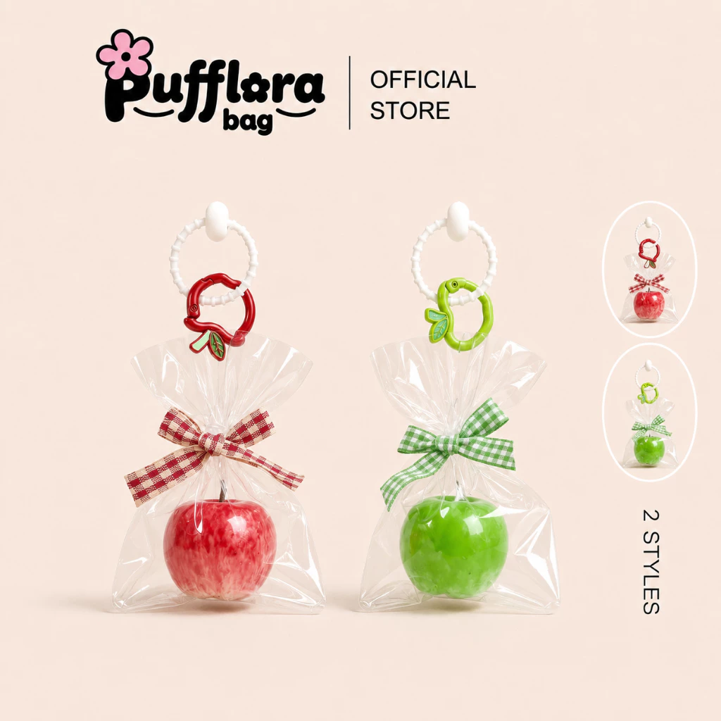 Pufflora พวงกุญแจห้อยกระเป๋า พวงกุญแจน่ารัก พวงกุญแจแอปเปิ้ล ขนาดเล็กกระทัดรัด พวกพาสะดวก