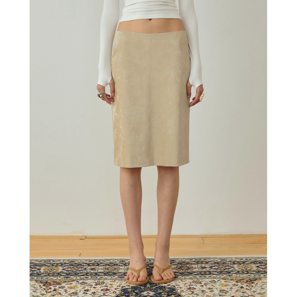 AOP Archive - Suede-like Midi Skirt