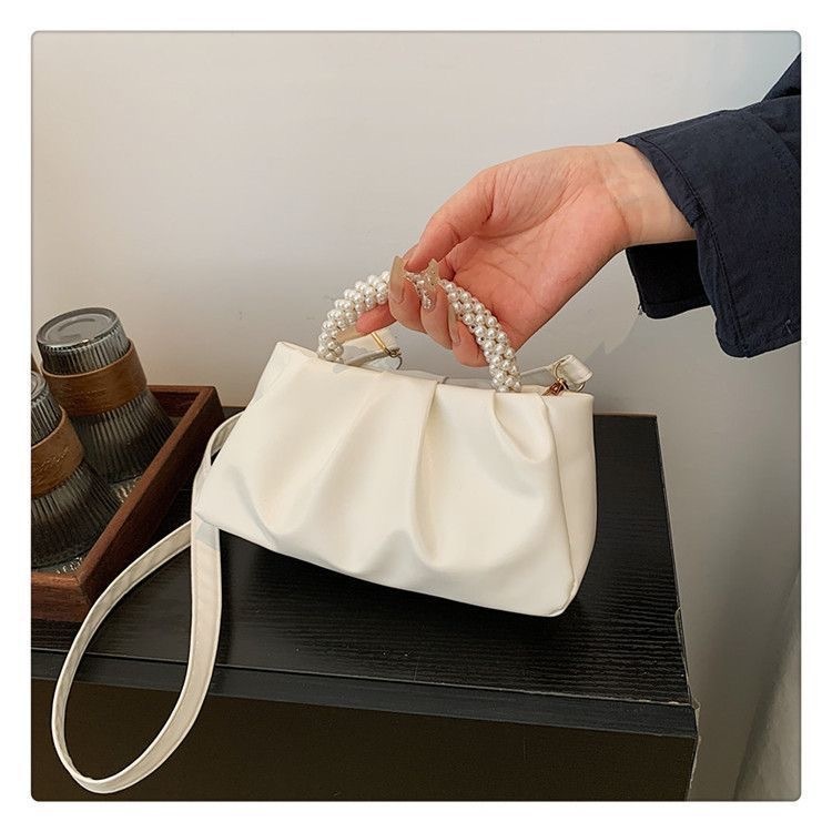 💕พร้อมส่ง กระเป๋าถือผู้หญิงแฟชั่น รุ่นจับจีบหูมุก สไตล์เกาหลี Luxury Shoulder Bag Crossbody Bag