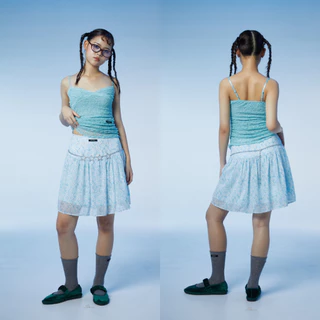 Bemingskirt096(XS-4XL)-Bloomie Skirt - กระโปรงผ้าชีฟองลายดอกเล็กๆเอวดีไซน์เข้ารูปก่อนปล่อยพลิ้ว