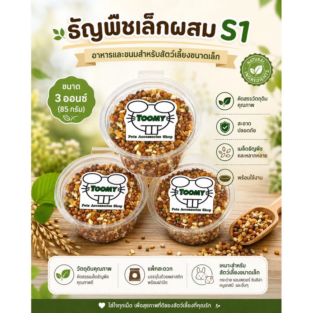 ธัญพืชเล็กผสม S1 (ขนาดกระปุก 3 ออนซ์)