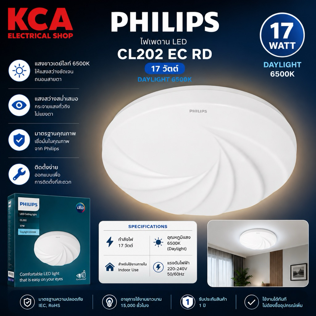 PHILIPS โคมไฟเพดาน โคมซาลาเปา โคมกลม LED PHILIPS CL202 EC RD 17W 20W DAYLIGHT 14 นิ้ว 17 นิ้ว ((กล่องยับบ้าง))
