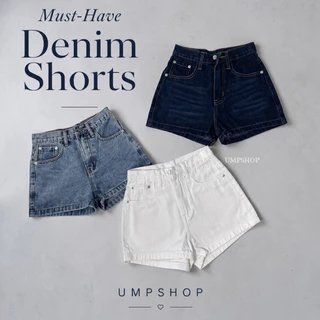 UMPSHOP กางเกงยีนส์ขาสั้นเอวสูง Basic ทรงเป๊ะ ผ้าไม่ยืด
