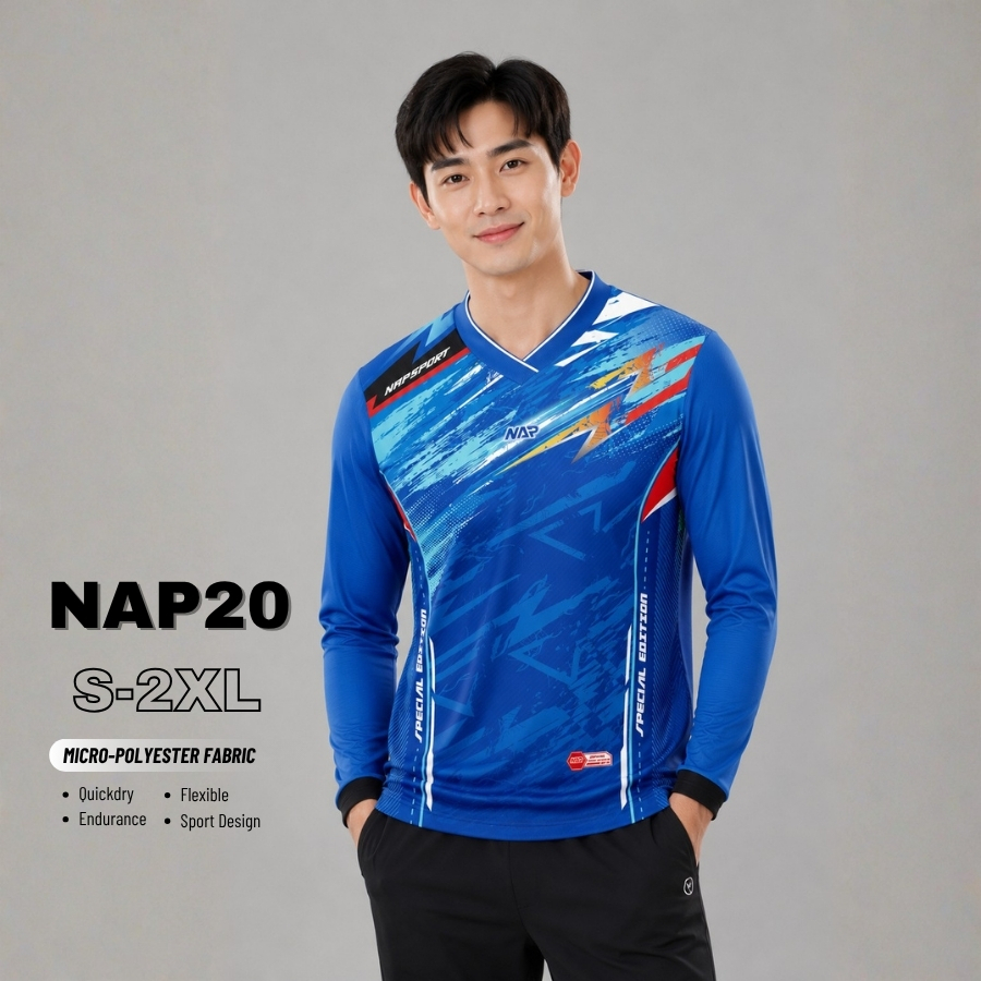 NAP20 เสื้อกีฬาแขนยาว ผ้าไมโคร ไซส์ S-2XL made in Thailand