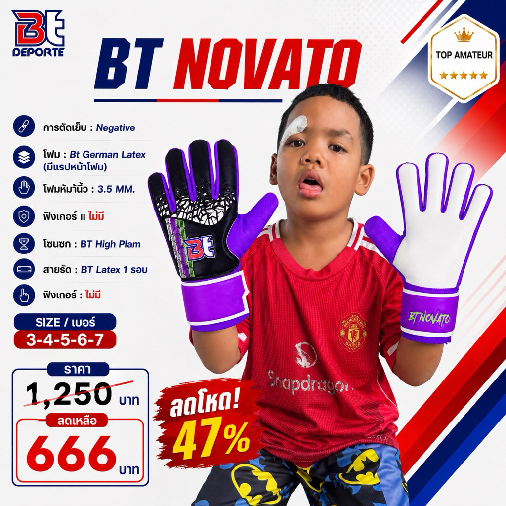 ถุงมือ BT วัยจิ๋ว ตัวท็อป! Sport ออกกำลังกาย กีฬา
