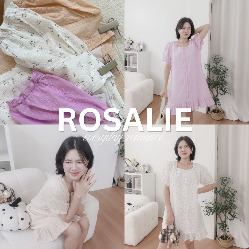 12FEBRUARY | ROSALIE RUFFLE DRESS เดรสผ้าลูกไม้แต่งปลายระบาย สไตล์เกาหลี กระดุมหน้าแกะได้ทุกเม็ด