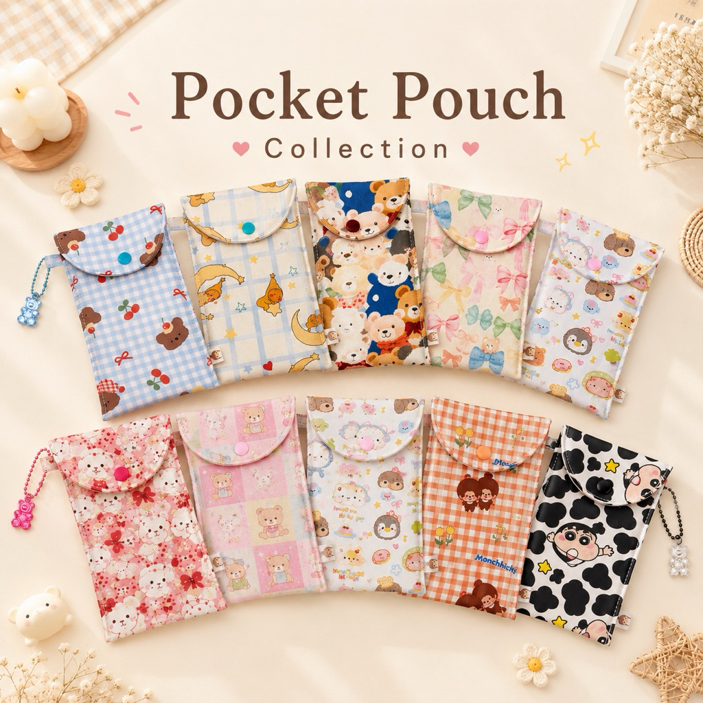 พร้อมส่ง ❗️ Pocket Pouch Collection | กระเป๋าใส่มือถือ ผ้านุ่ม ลายน่ารัก