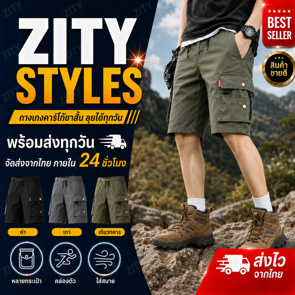 ZITY โปรโมชั่น(ในสต็อก)🔥กางเกงขาสั้นผู้ชาย กางเกงขาสั้นลําลอง แฟชั่นสําหรับผู้ชาย ไซซ์ กางเกงขาสั้นชาย