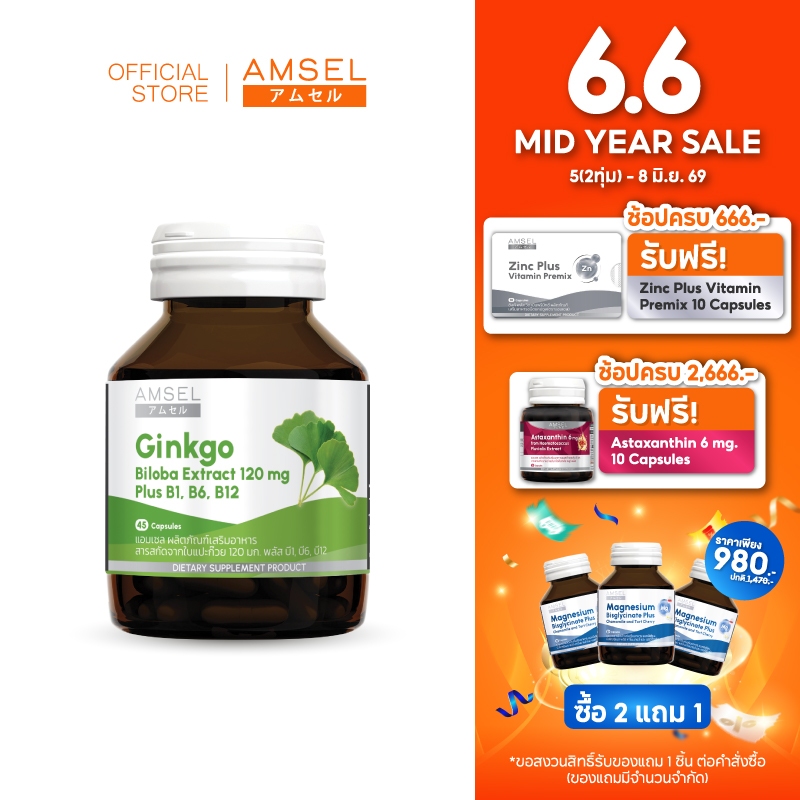 Amsel Ginkgo Bioba Extract 120 mg. (45 แคปซูล)