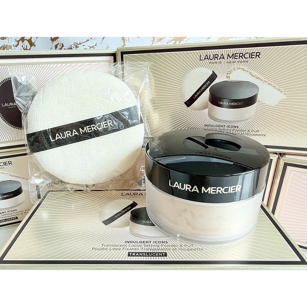 ✨✨ LAURA MERCIER Indulgent Icons Translucent Loose Setting Powder & Puff (Holiday Set 2025) ไซส์เต็ม 29 g. พร้อมพัฟทาแป
