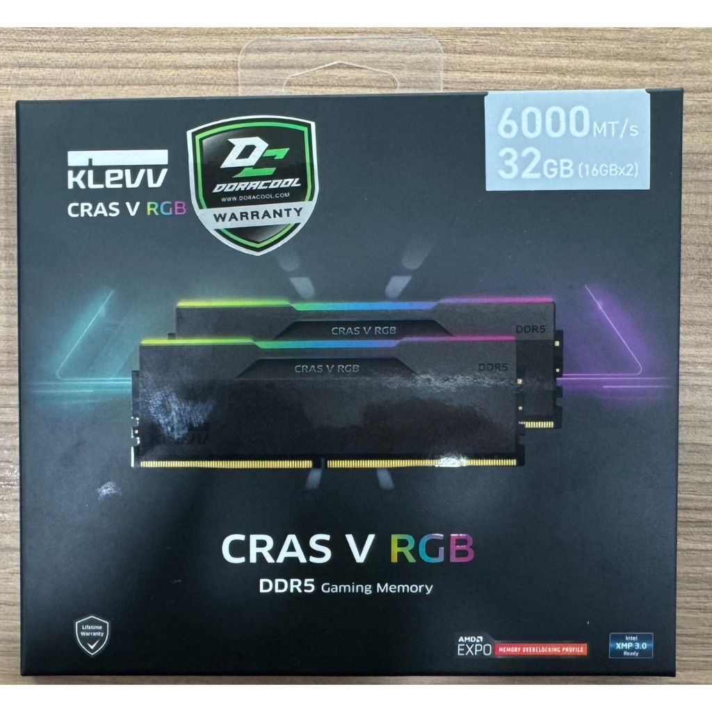 KLEVV CRAS V RGB AMD EXPO INTEL XMP 16x2=32GB BUS 6000 (BLACK) [มือหนึ่ง]
