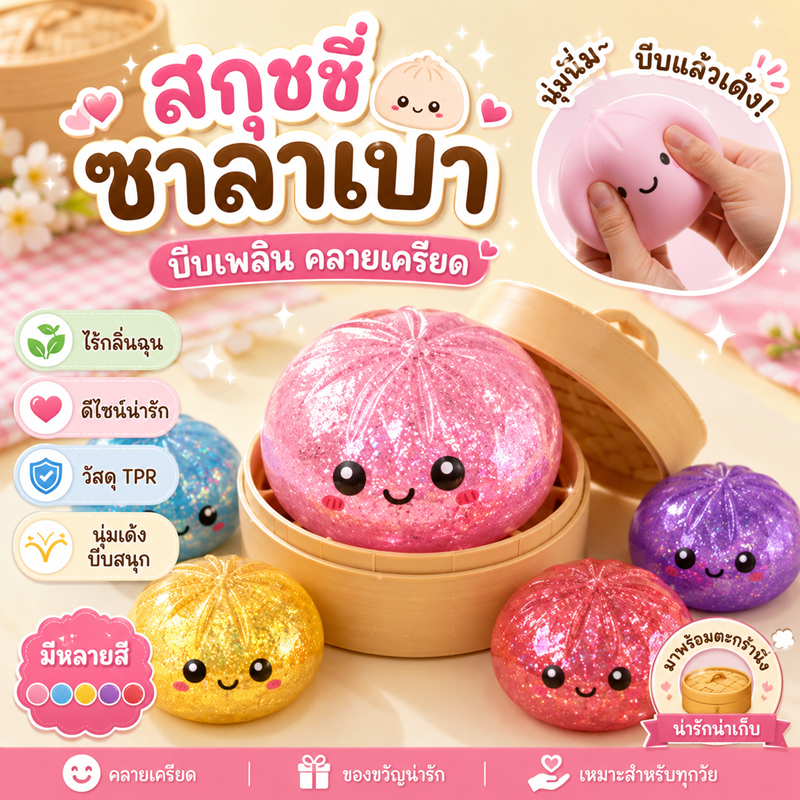 ของเล่นซาลาเปา Dumpling ของเล่นอยู่ไม่สุขแบบพกพาสําหรับความวิตกกังวลบรรเทาและการบีบอัด