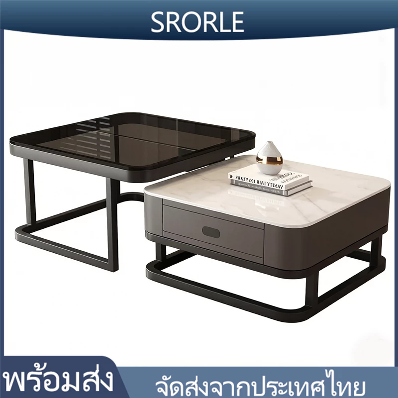 พร้อมส่ง🌟โต๊ะรับแขก โต๊ะกลางโซฟา โต๊ะกาแฟ สไตล์โมเดิร์น ติดตั้งง่าย ลายหินอ่อน รับเเขกสไตล์หรูหรา