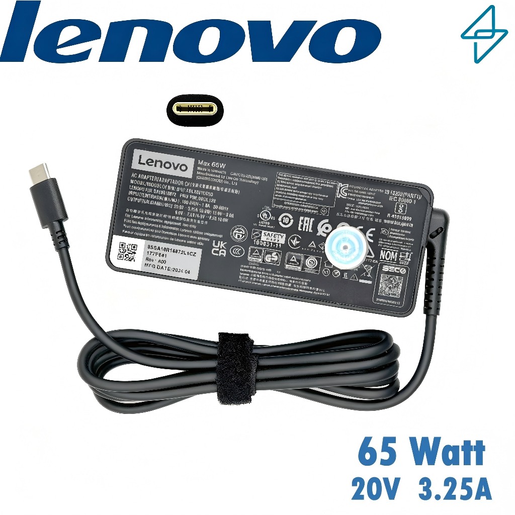 Lenovo Adapter ใช้ได้กับ20V/3.25A 65W หัว USB Type-C สายชาร์จ Lenovo ADLX65YLC3A อะแดปเตอร์ เลอโนโว่