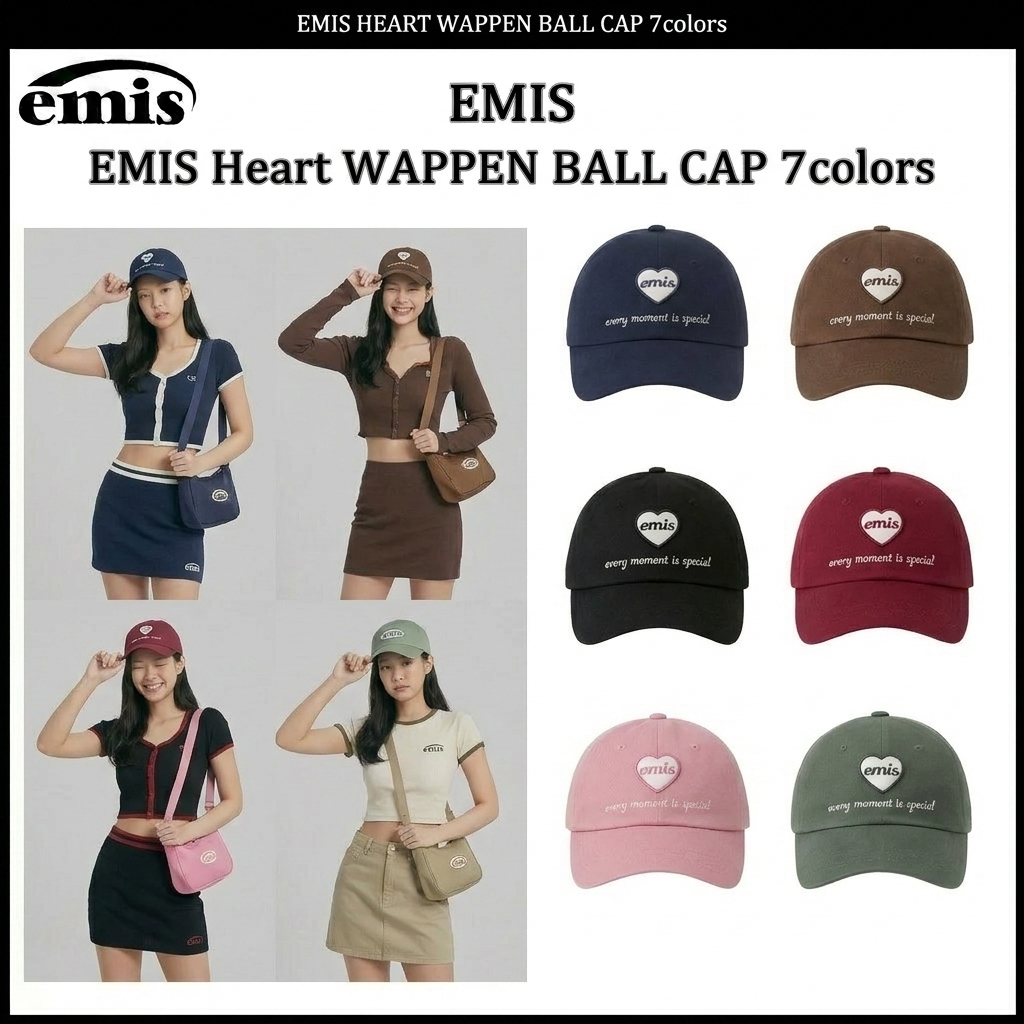 [emis] Heart WAPPEN BALL CAP 7 สี ,แท้ ผลิตจากผ้าคุณภาพสูง สวมใส่สบายในชีวิตประจำวัน และเหมาะกับรูปทรงศีรษะทุกแบบ