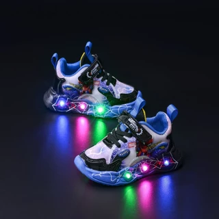 เด็กหล่อเย็น LED สบายรองเท้ากีฬาเด็กแฟชั่นระบายอากาศเรืองแสงรองเท้าลำลอง