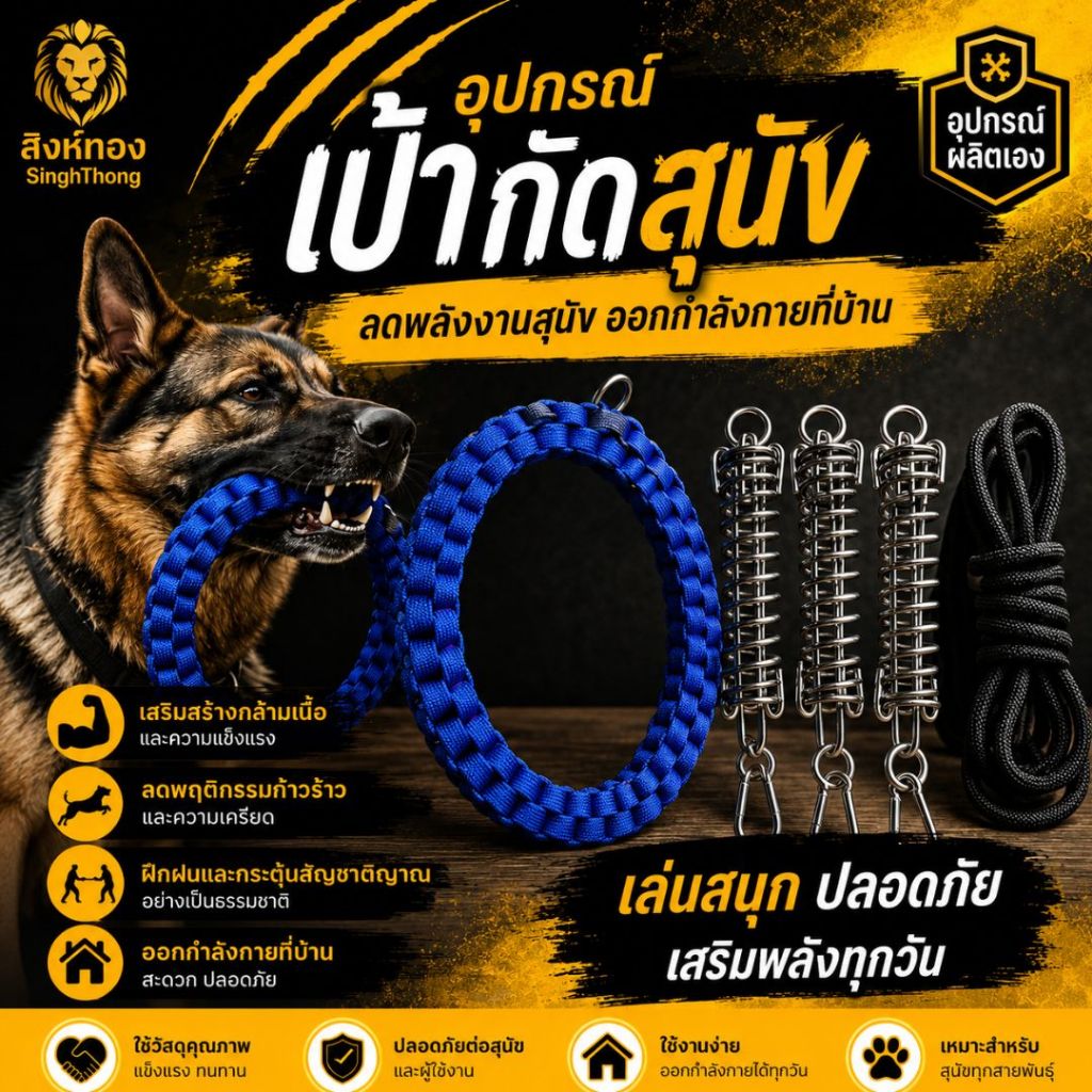 SINGHTHONG เป้ากัดสุนัข 30 ซม เป้ากัดสุนัขใหญ่ ห่วงกัดสุนัข ของเล่นสัตว์เลี้ยง เป้ากัด (คละสี)