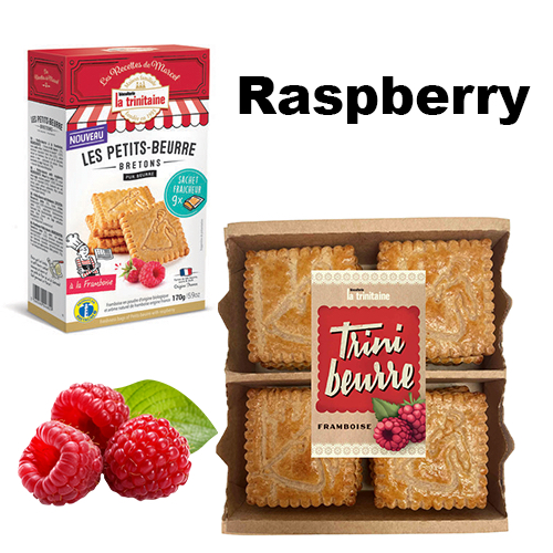 La Trinitaine - Les Petits Beurre Raspberry 170 g. คุกกี้เนยชนิดบางกรอบ รสราสเบอร์รี่ ในกล่องกระดาษ (ตรา ลา ตรีนีเตน)