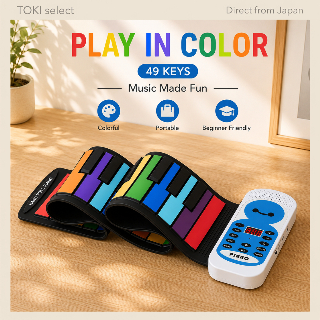 POGOLAB Rainbow Roll Piano 49 Keys Portable Electronic Piano USB Rechargeable MIDI Keyboard