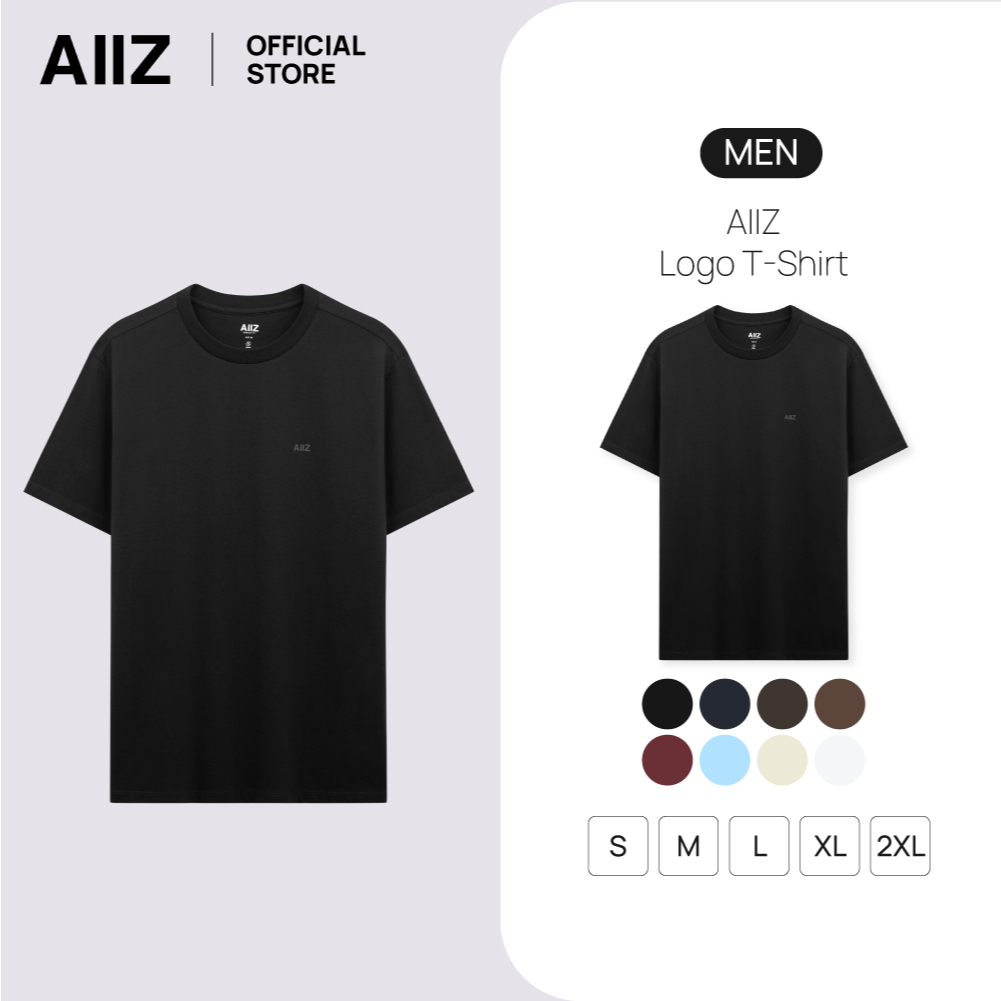 AIIZ เสื้อยืดสีพื้นคอกลม โลโก้ AIIZ AIIZ Men's AIIZ Logo T-Shirt