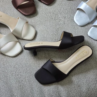 👡 OHODOODEE 👡 ​Chic Satin Step: ส้นสูงซาติน 'ชิค สต็อป' - ความหรูหราที่มาพร้อมความสบาย ✨ (ซาติน)