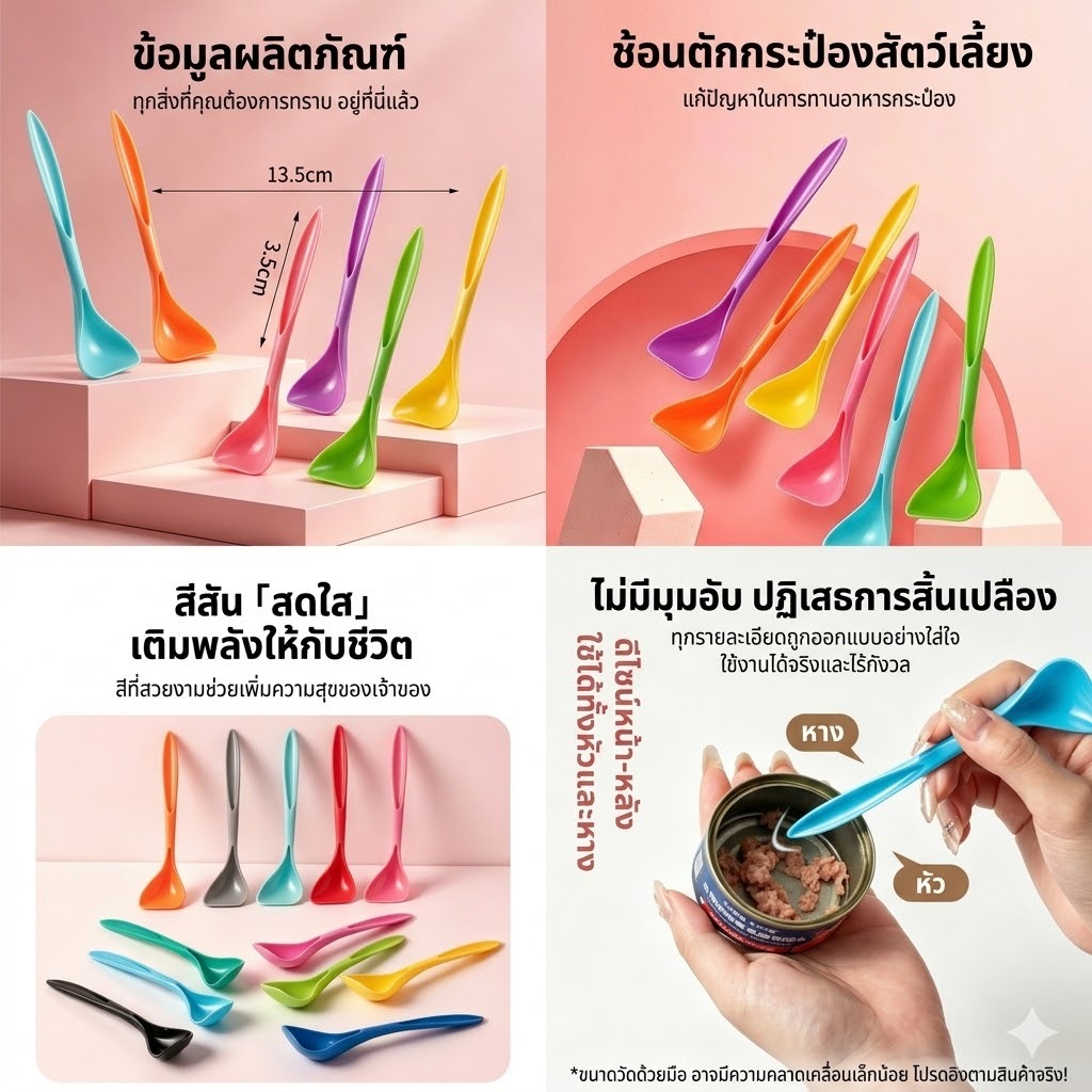 พร้อมส่งในไทย : ช้อนตักอาหารกระป๋อง ที่ตักอาหารกระป๋อง ช้อนตักอาหารเปียก