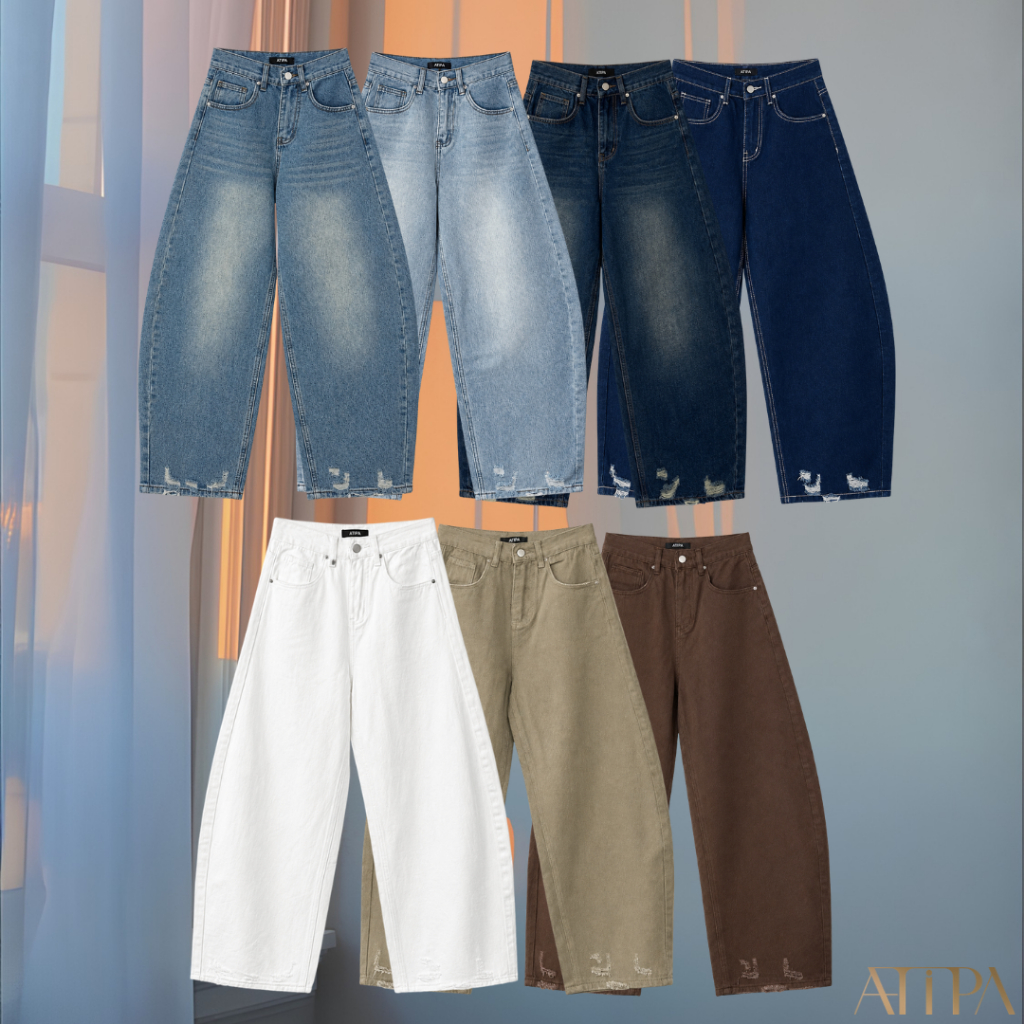 ATIPA - Sloane Barrel Jeans | กางเกงยีนส์ขายาว เอวสูง ทรง Barrel Leg ขากว้างโค้งสวย