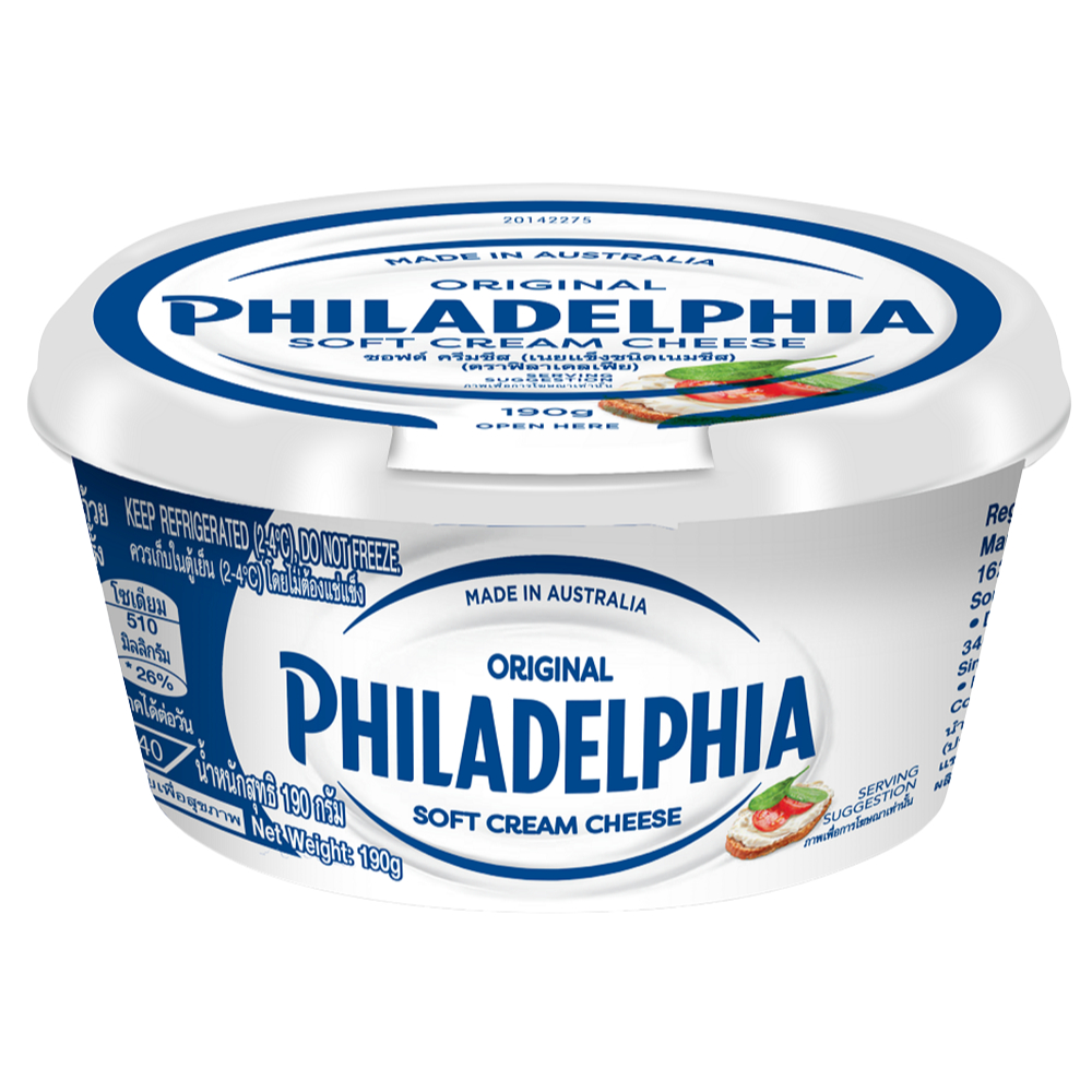 [7622201719630] Philadelphia Cream Cheese Original ฟิลาเดลเฟีย ครีมชีส รสออริจินัล 190g