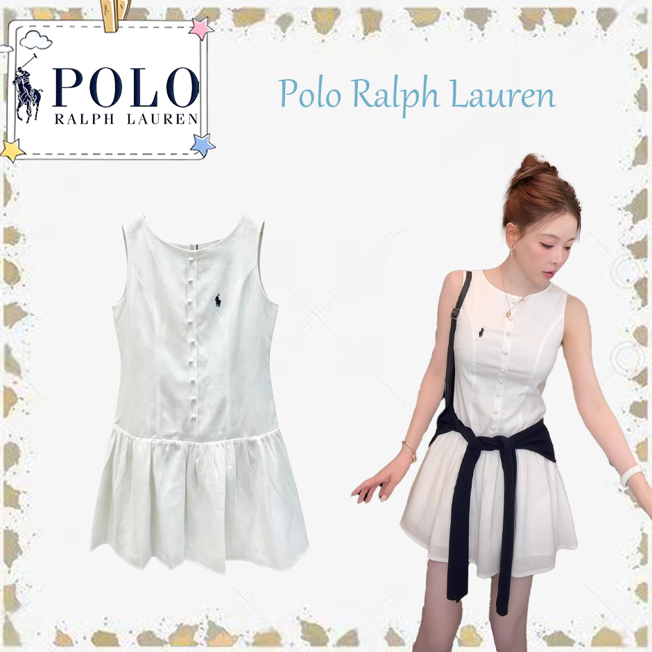 Polo Ralph Lauren ชุดเดรส แขนกุด ดีไซน์คอดเอว เรียบหรู ใส่สบาย