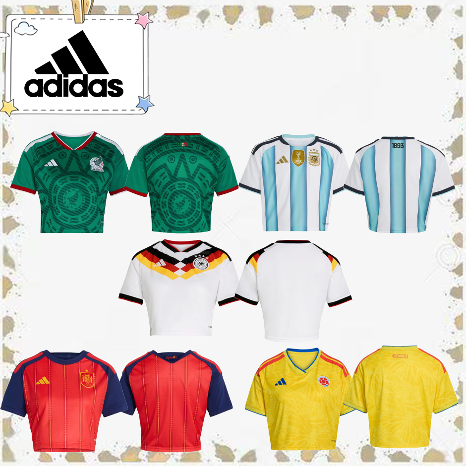 adidas เสื้อทีมชาติฟุตบอลโลกสำหรับผู้หญิง ดีไซน์ทรงสั้น เรียบง่าย สบายผิว นุ่มละมุน