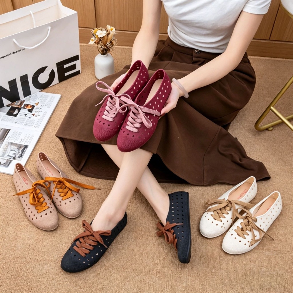 พร้อมส่งจากไทย【2506】รองเท้าผ้าใบทรงบัลเล่ต์เชือกผูกยางพื้นแบนใส่สบายระบายอากาศ tobo