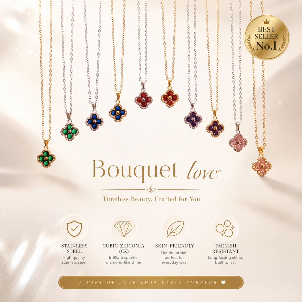 Jewelry Turk - สร้อยคอสแตนเลสจี้ Bouquet Lover ยาว 50 cm.