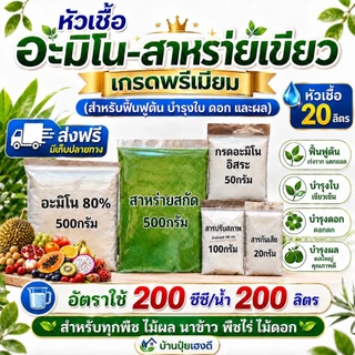 หัวเชื้ออะมิโน-สาหร่ายเขียว หัวเชื้อ 20 ลิตร สำหรับฟื้นฟูต้น บำรุงใบ ดอก และผล