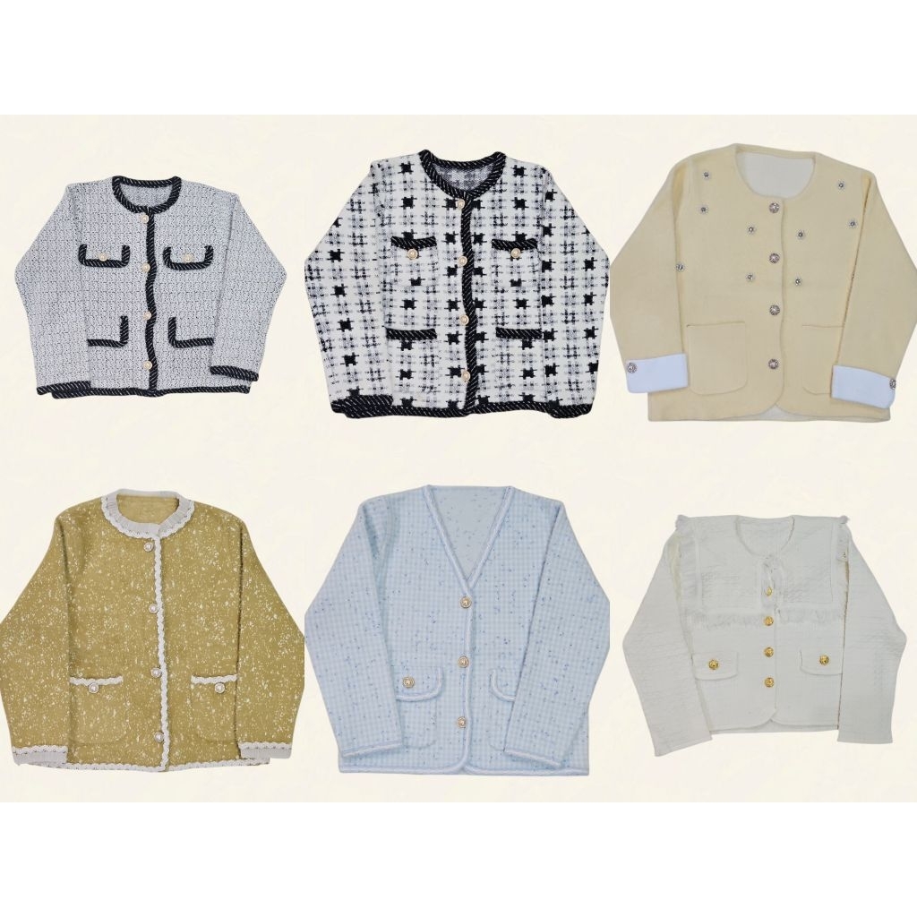 🌻 พร้อมส่ง สินค้างานมือ 1 🌻 เสื้อคลุมทวิตขนมิ้งลูกคุณ แต่งโซ่ กระดุมทอง งานพรีเมียม