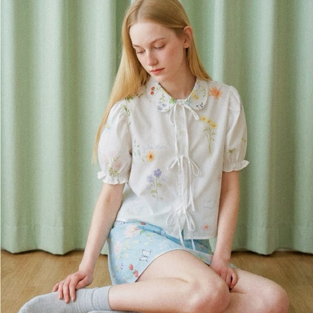 Sunny Shirt เสื้อเชิ้ตแขนตุ๊กตา กระดุมผูกเชือก 🦋🌼✨
