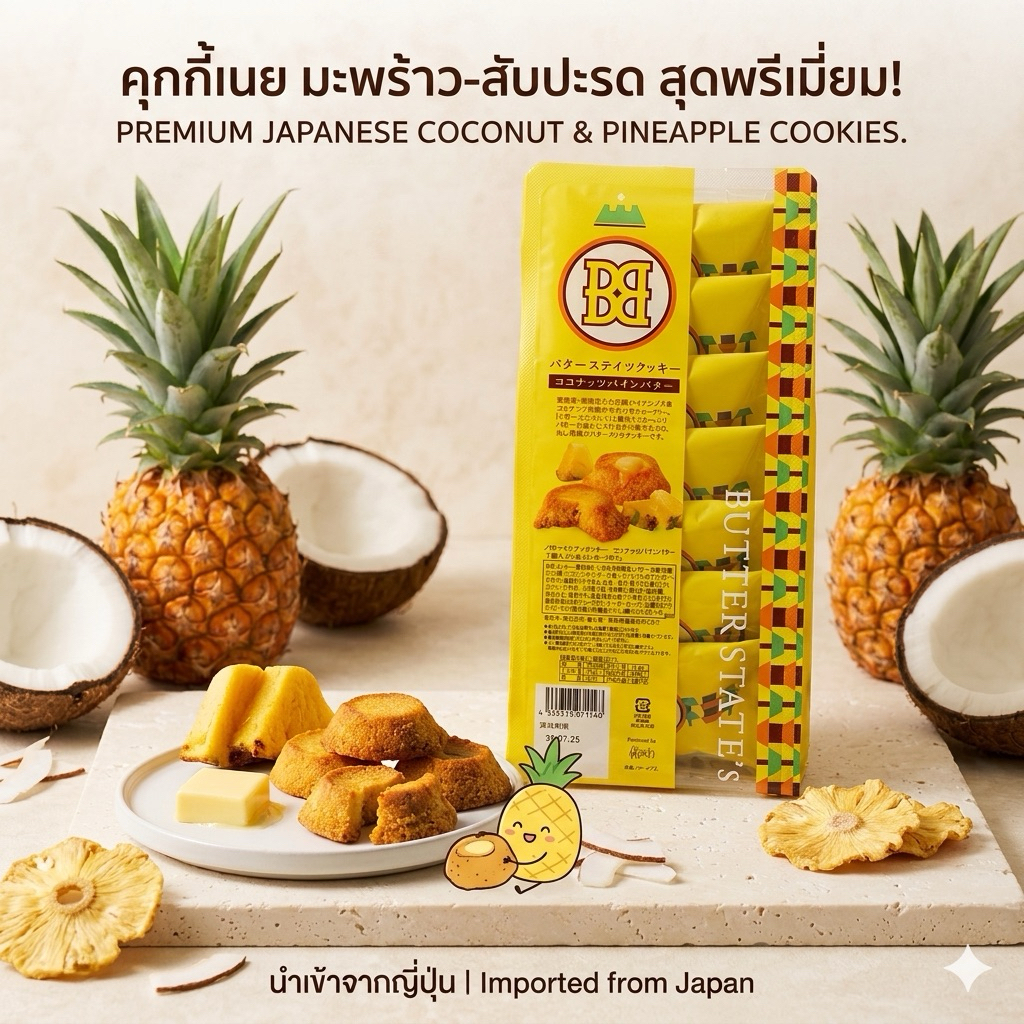 Butter State's Cookie - Coconut Pine Butter คุกกี้เนย Butter State's รสสับปะรดมะพร้าว