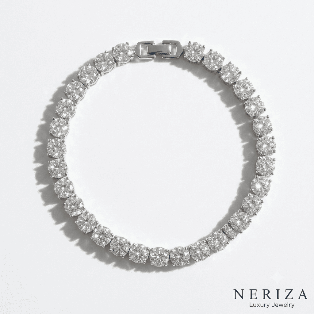 Neriza Jewelry/ข้อมือเพชรสังเคราะห์เกรดพรีเมี่ยมประกายไฟเทียบเท่าเพชรแท้ จัดส่งพร้อมกล่อง NB024