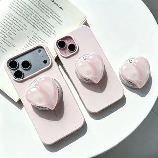 เคสซิลิโคน ขาตั้ง ชมพู I17ProMax ชาร์จได้ กิ๊บต๊อก pop up เคสกำมะหยี่ สำหรับ for iphone 16promax 15promax 14 13 12 11