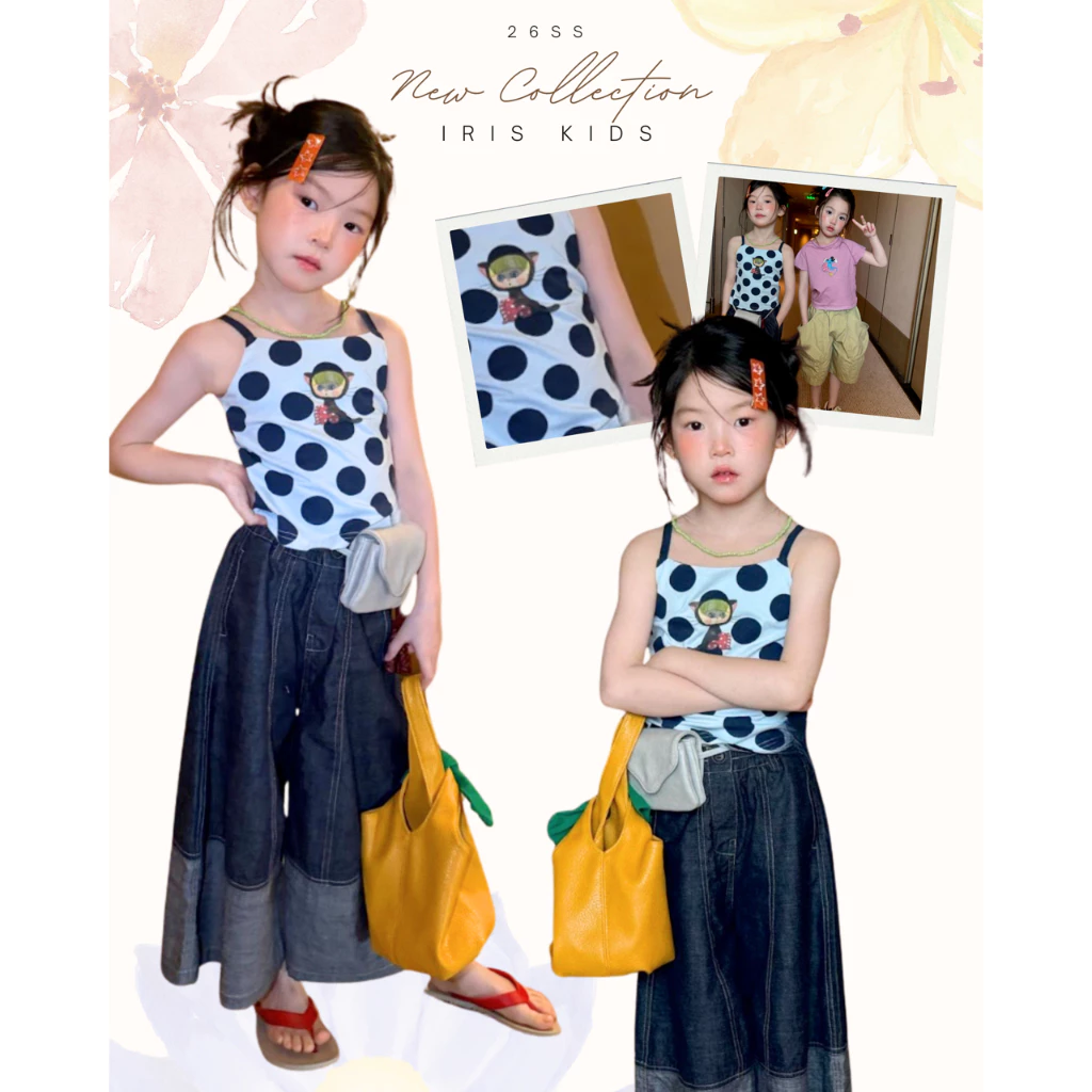 【พร้อมส่ง】「สินค้าลิขสิทธิ์แท้」IRIS KIDS runrun26ss IKS260485 Dotty Girl Set เสื้อผ้าเด็ก เสื้อสายเดี่ยว ชุดแฟชั่นเด็ก