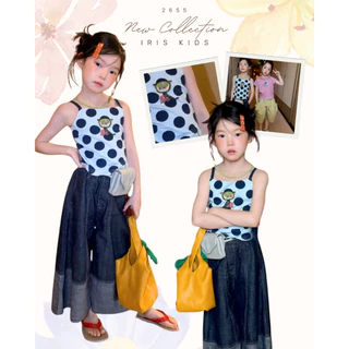 【พร้อมส่ง】「สินค้าลิขสิทธิ์แท้」IRIS KIDS runrun26ss IKS260485 Dotty Girl Set เสื้อผ้าเด็ก เสื้อสายเดี่ยว ชุดแฟชั่นเด็ก