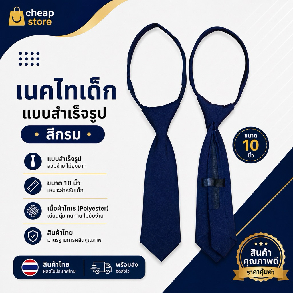 เนกไทเด็กสีกรมเข้ม สินค้าไทย พร้อมส่ง