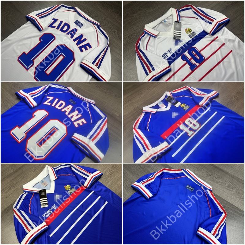 [Retro] - เสื้อฟุตบอล ทีมชาติ ฝรั่งเศส Home แชมป์ฟุตบอลโลก ปี 1998 เบอร์ชื่อ 10 ZIDANE